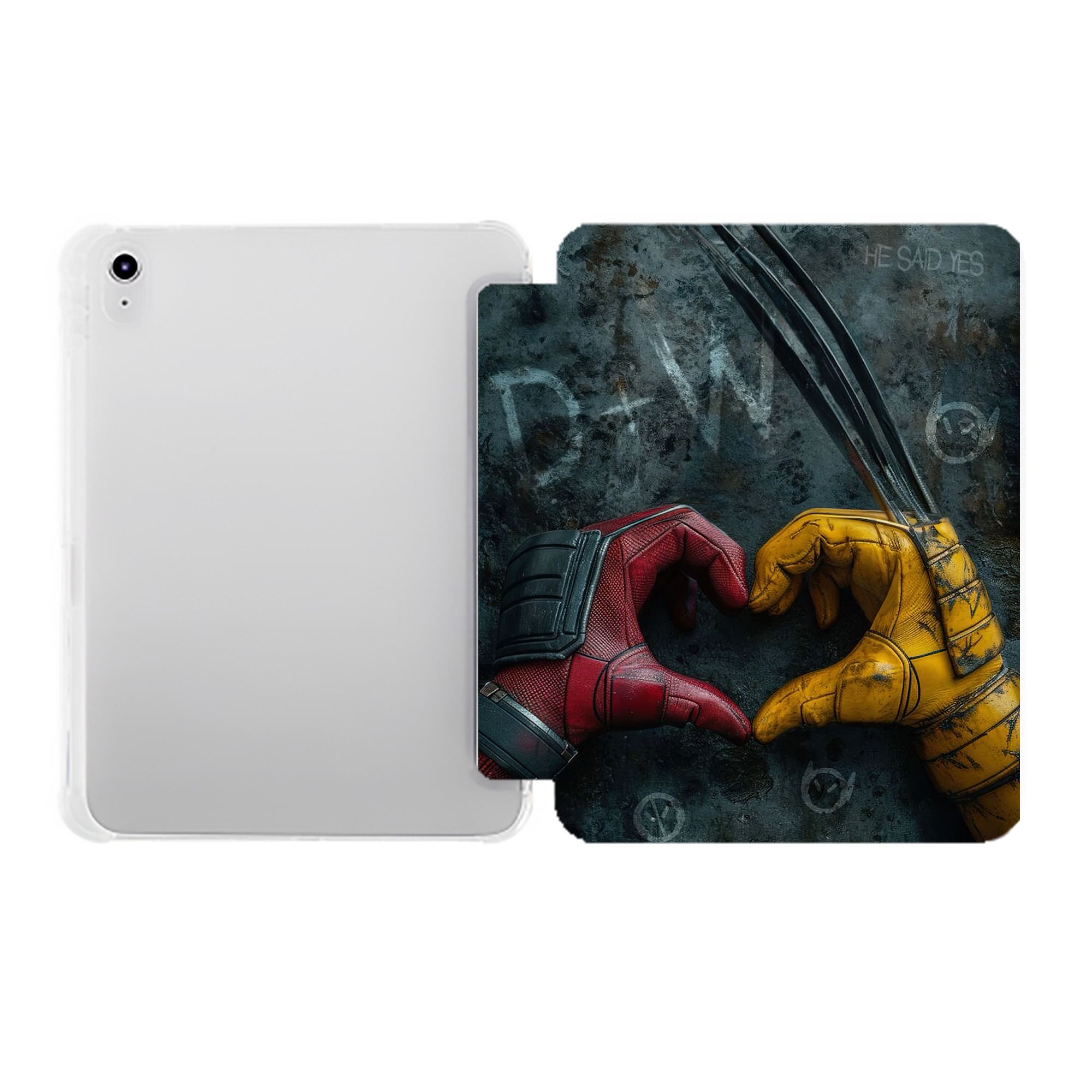 （画像用） Deadpool デッドプール IPad ケース ペン収納付き 三つ折りスタンド PUレザー×シリコン 対応機種9.5/10.5/10.9インチ